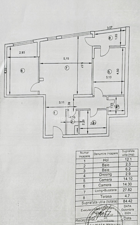 Apartament cu 3 camere, 80 mp, finisat la cheie, etajul 1