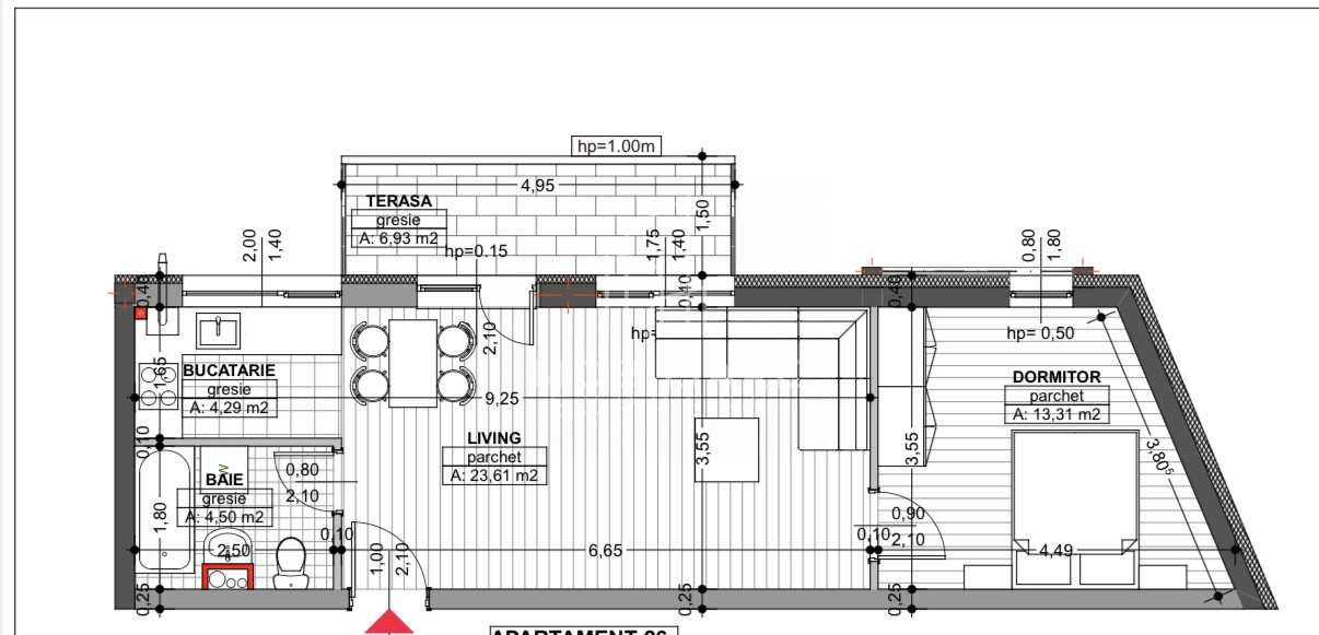 Apartament 2 camere in bloc nou /etaj 3 -  parcul Feroviarilor