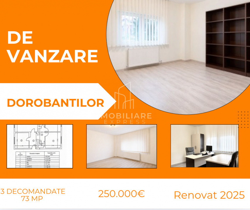 Renovat 2025 | 73 mp - parter | Semicentral  - Dorobantilor 