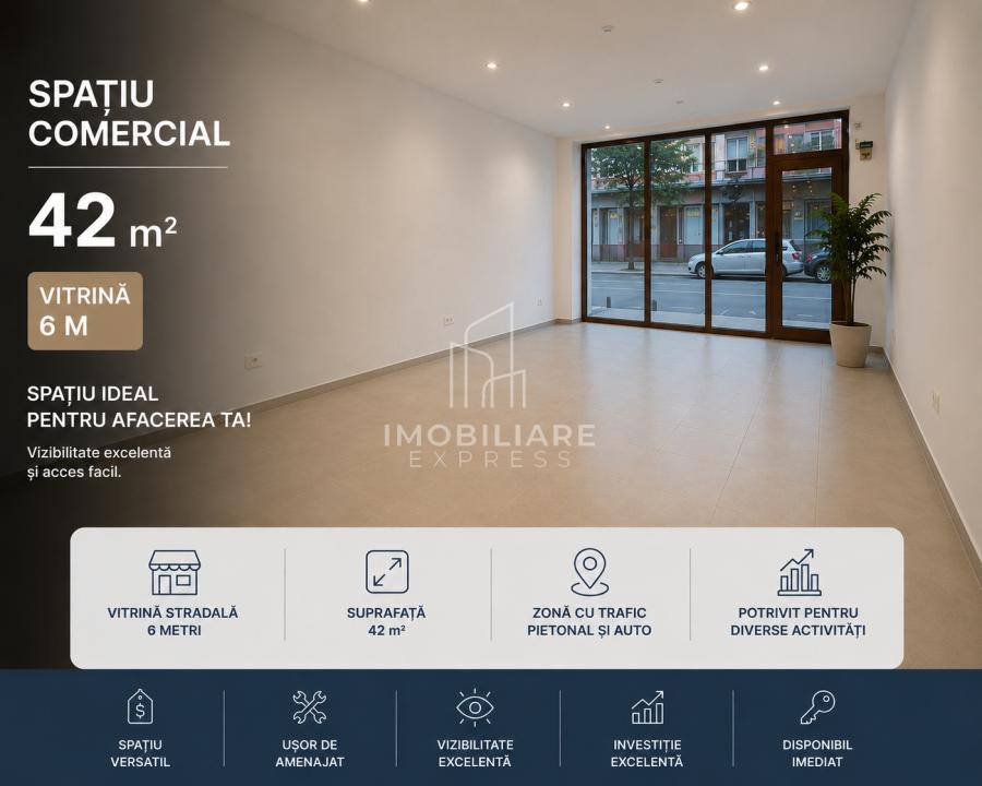 Spațiu comercial 42 mp cu vitrină 