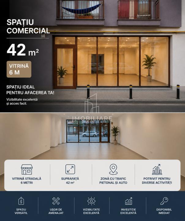 Spațiu comercial 42 mp cu vitrină 