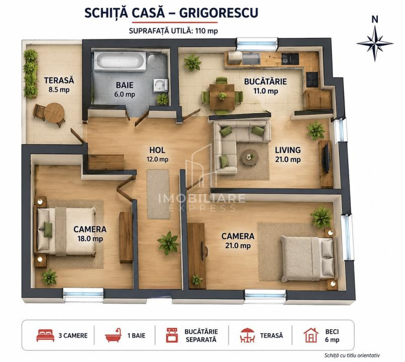 Casă individuală cu teren 550 mp și front stradal excepțional de peste 55 m 