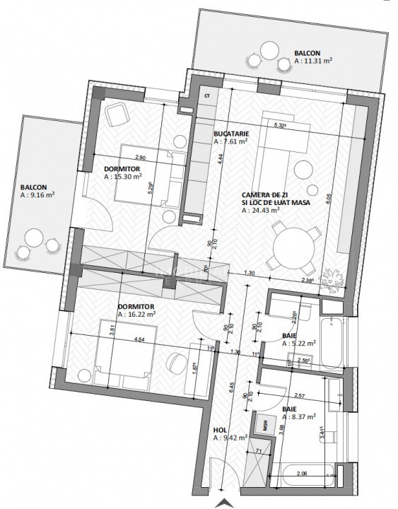 Apartament 3 camere | 2 băi | 2 balcoane | Centru | Bloc nou 2025 | 